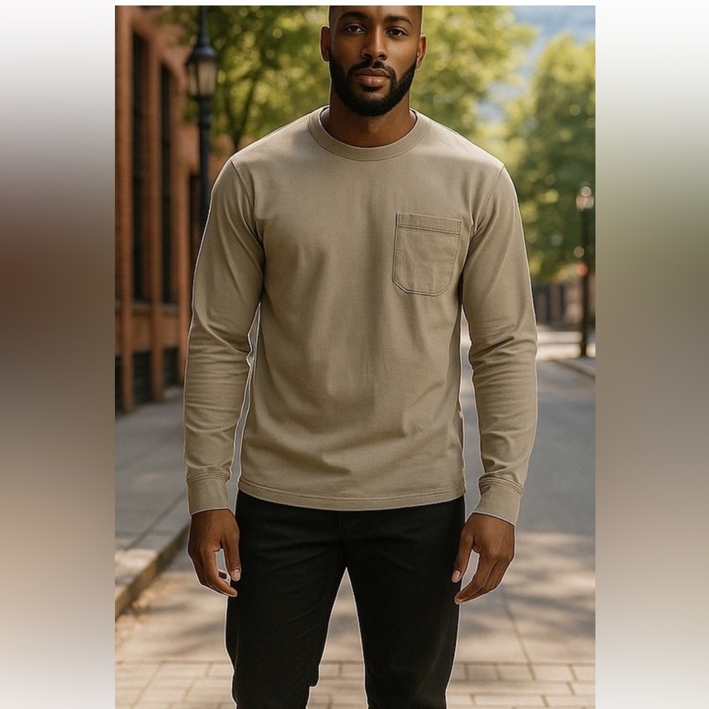 NEW Goodfellow & Co T-shirt Men's Taupe Long Sleeve Shirt Layering